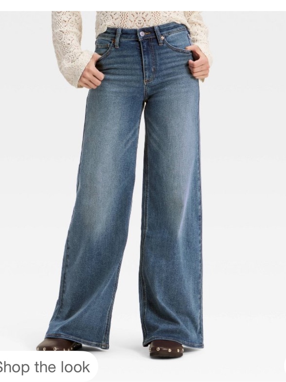 Universal Thread High-Rise Button-Fly Wide-Leg Jeans - Medium Blue